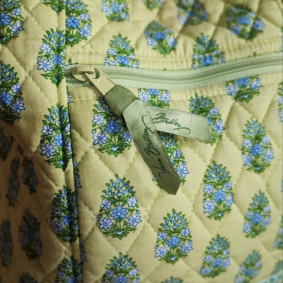 Vera Bradley Citrus Lime Elephant Floral Quilted Tote Handbag Purse FLAW STAINS - Picture 8 of 15
